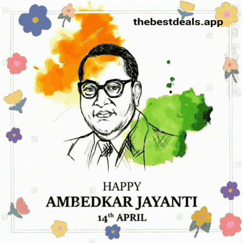 a drawing of a man with the words happy ambedkar jayanti 14th april