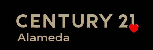 a century 21 alameda logo with a red heart on it