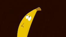 a cartoon illustration of a banana with a surprised look on its face