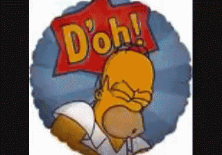 a cartoon of homer simpson with a sign that says d'oh
