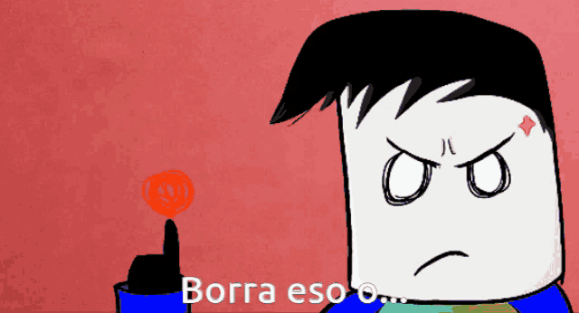 a cartoon character is holding a lollipop and says borra eso on the bottom
