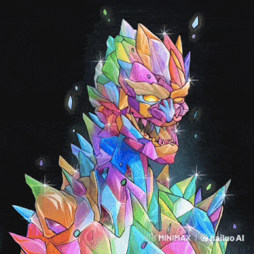 a drawing of a colorful monster with a black background and a watermark that says ' hailluo ai '