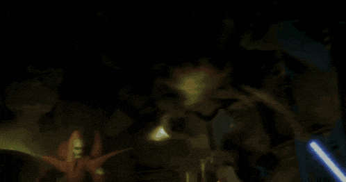 a blue light is glowing in the dark