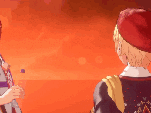 a man in a red hat is holding a bottle of soda