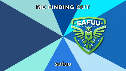 a blue background with a logo for safuu on it