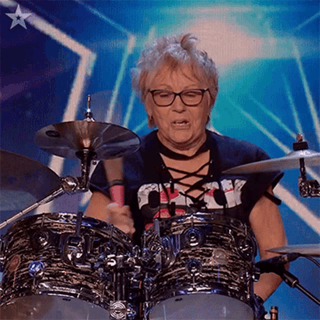 Playing Drums Crissy Lee GIF - Playing Drums Crissy Lee Britains Got Talent GIFs