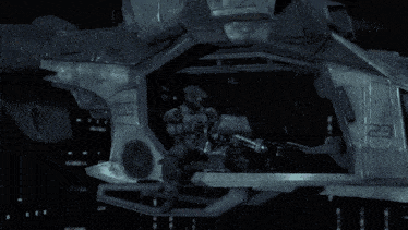 a computer generated image of a fighter jet with a gun pointed at the camera