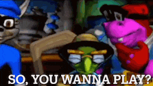 a group of cartoon characters with the words so you wanna play written on the bottom