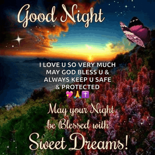 a good night message with a picture of a sunset