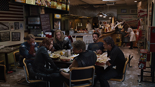 The Avengers Eating GIF - Avengers The Avengers Table GIFs
