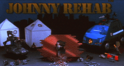 a video game called johnny rehab has a brick wall in the middle
