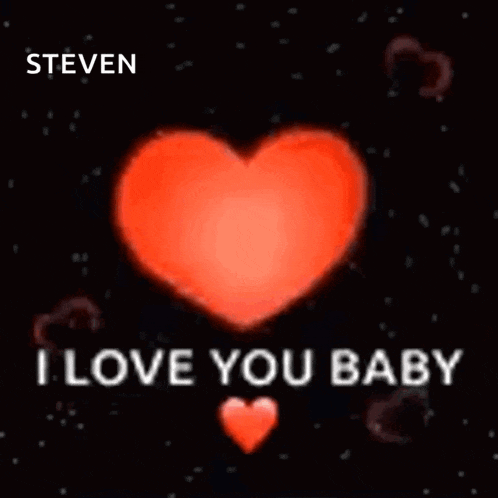 a black background with red hearts and the words steven i miss you and i love you baby