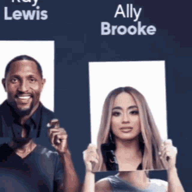 ally brooke and ray lewis are holding up their portraits