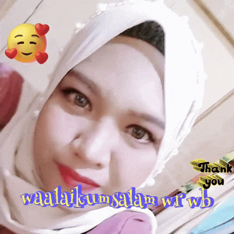 a woman wearing a white hijab has a thank you message on the bottom