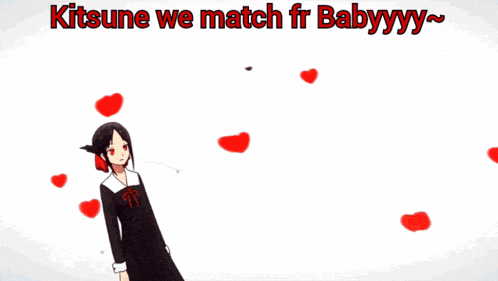 a picture of a girl with red eyes and the words kitsune we match fr babyyy