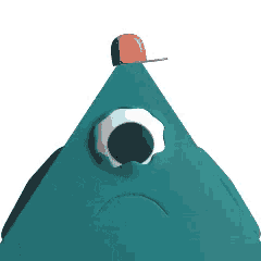 a triangle with a sad face and a hat on top of it