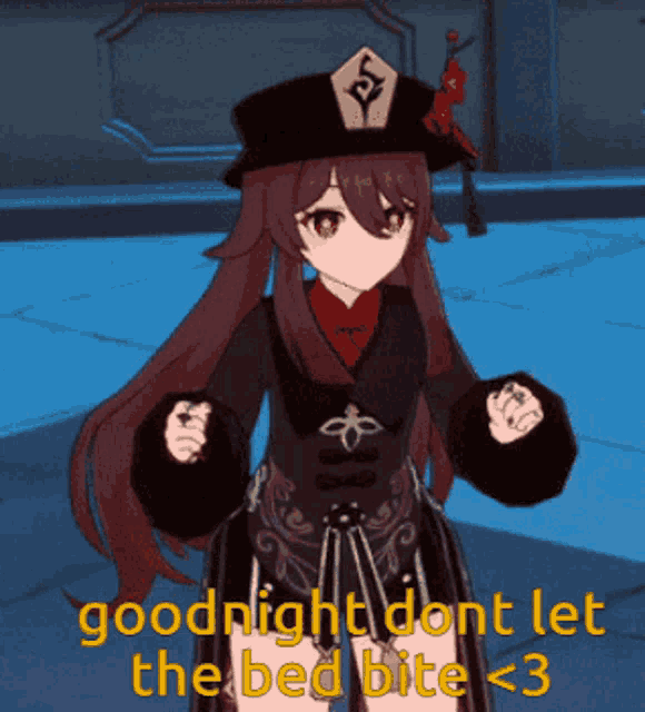 a video game character says goodnight don t let the bed bite 3