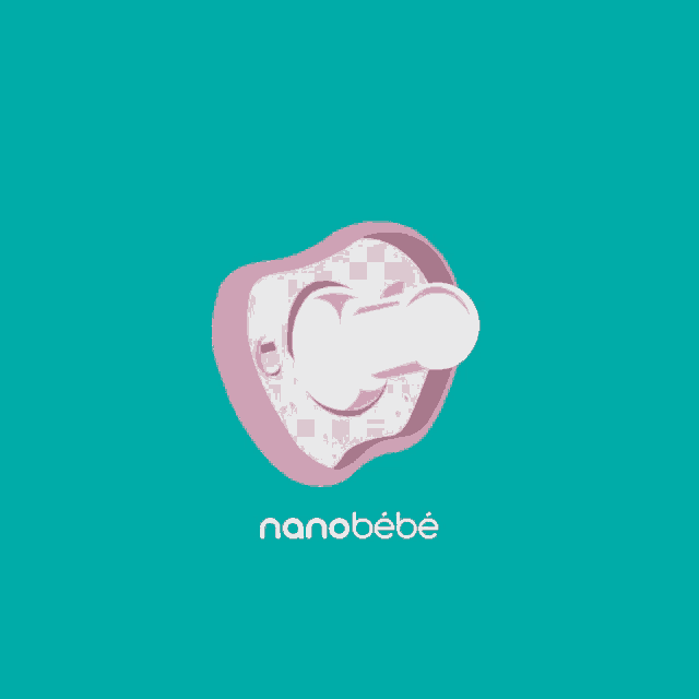 a blue background with a pink object and the word nanobebe