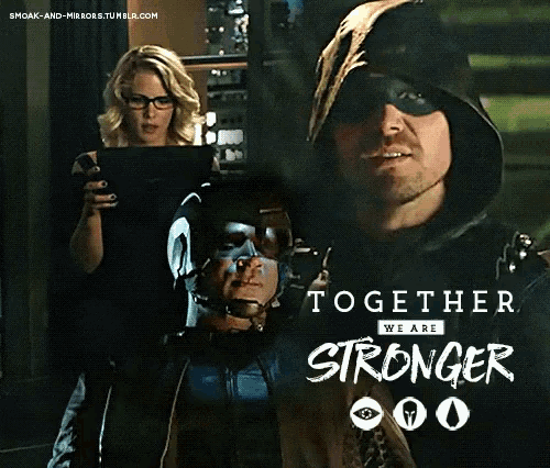 a couple of people standing next to each other with the words together we are stronger