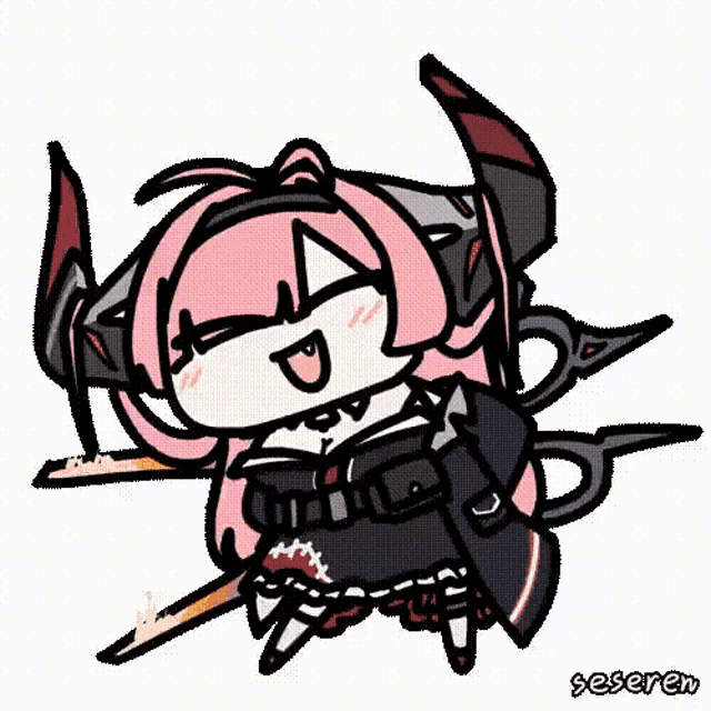 a cartoon of a girl holding a pair of scissors .