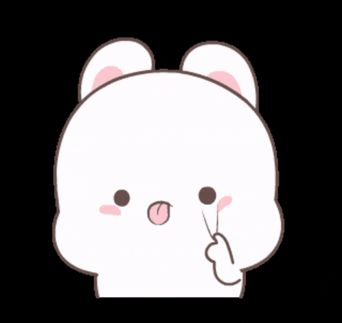 a sticker of a white rabbit with korean writing