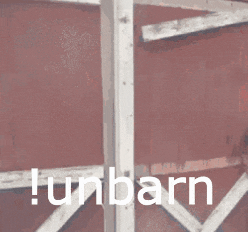 a man is standing in a doorway with the word unbarn written on it