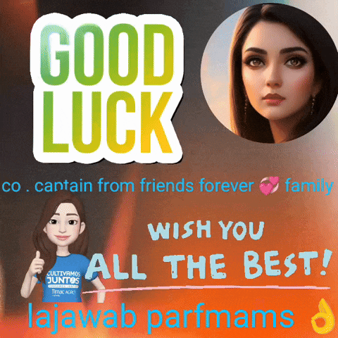 a poster that says " good luck " with a picture of a woman