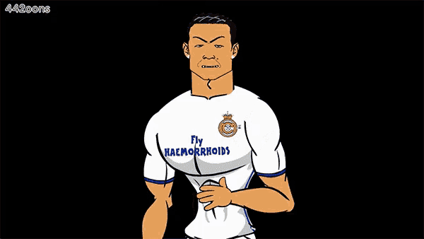 a cartoon of a man wearing a fly haemorrhoids shirt