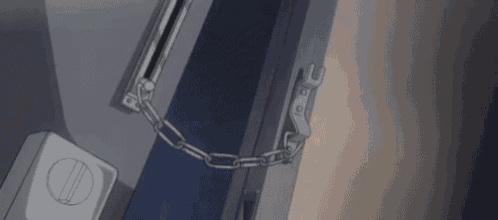 a door with a chain attached to it and a lock on it .