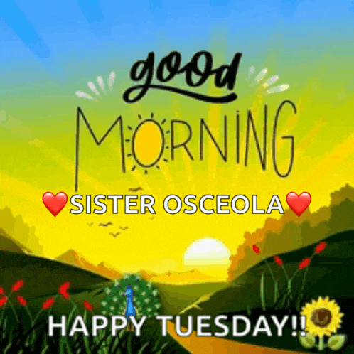 a postcard that says good morning sister osceola and happy tuesday