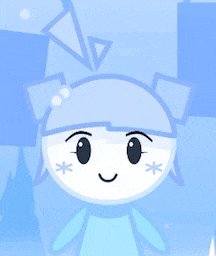 a cartoon character with a smile on his face and a blue background