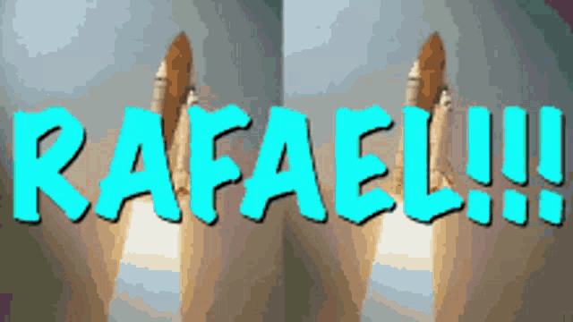 the word rafael is displayed in blue letters