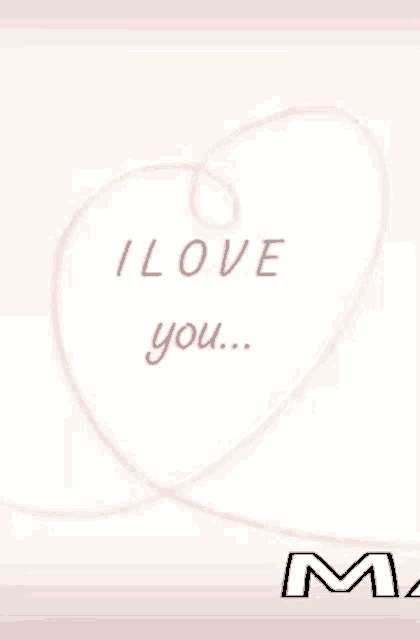 a pink heart that says i love you on it