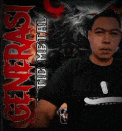 a man giving a thumbs up in front of a poster that says generasi the mistrial