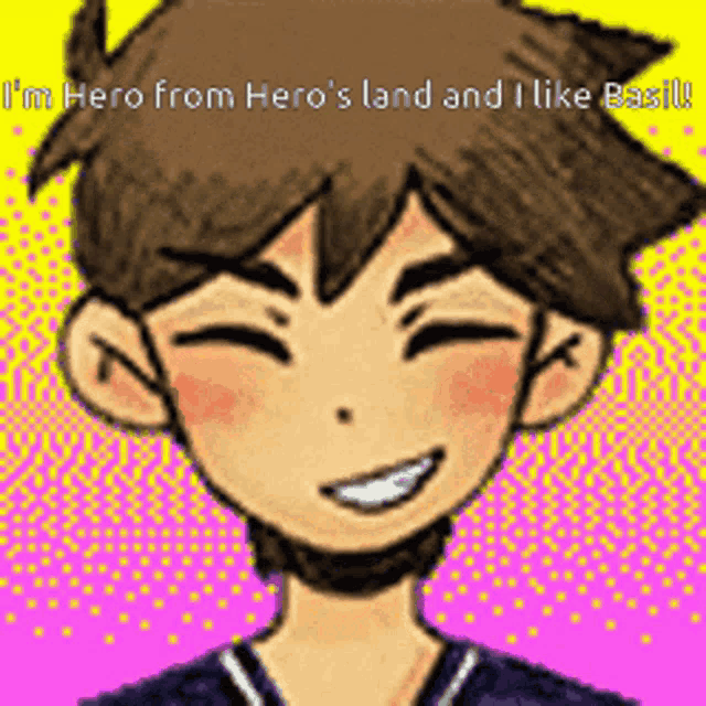 a cartoon of a boy with the words `` i 'm hero from hero 's land and i like baseball '' .