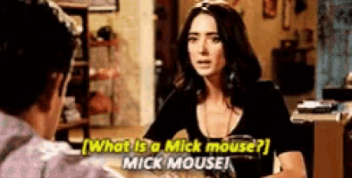 a woman is talking to a man and asking him what is a mick mouse