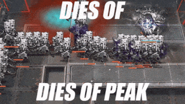 a video game with the words dies of dies of peak on it