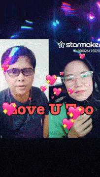 a picture of a man and woman with the words love u so