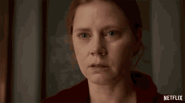 a close up of a woman 's face with the netflix logo visible