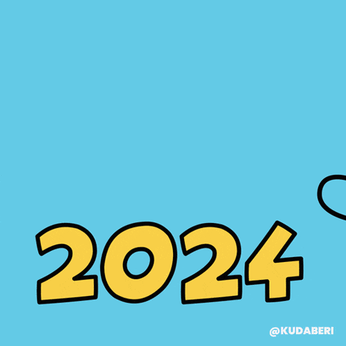 a happy new year greeting card with a cartoon character