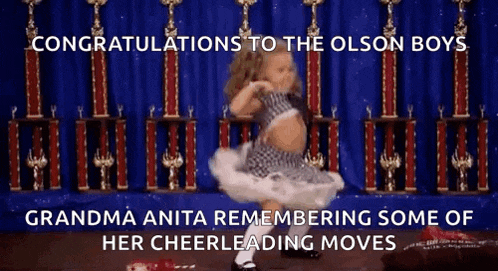 congratulations to the olson boys and grandma anita for remembering some of her cheerleading moves