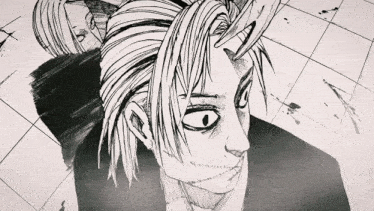 a black and white drawing of a person 's face with stitches on it