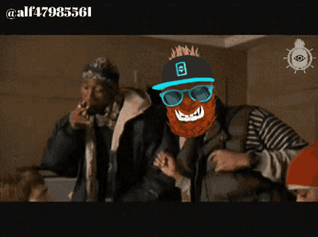 a man with a beard wearing sunglasses and a hat says " need "