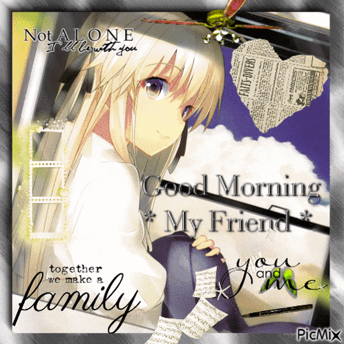 a picture of a girl with the words " not alone i 'll be with you " at the top