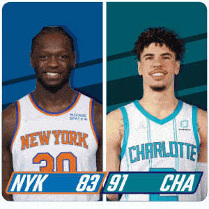 New York Knicks (83) Vs. Charlotte Hornets (91) Third-fourth Period Break GIF - Nba Basketball Nba 2021 GIFs