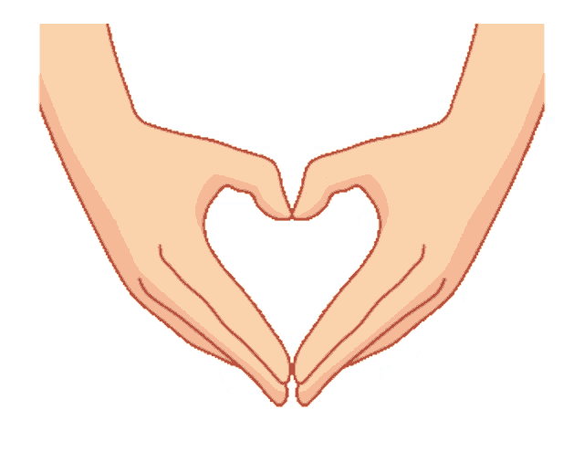 a couple of hands making a heart shape with red hearts surrounding them