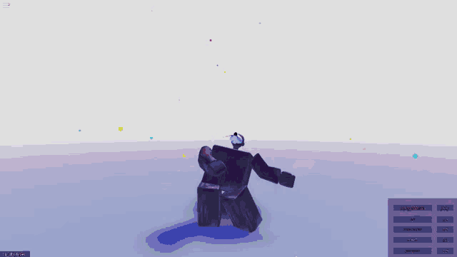 a robot is dancing in a video game with a few buttons on it