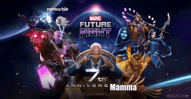 a poster for the 7th anniversary of marvel 's future fight