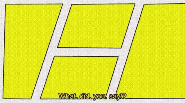 a black and white drawing of a man with yellow hair asking what did you say ?