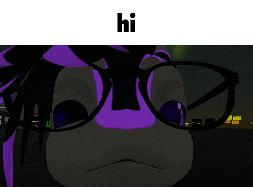 a picture of a cartoon character with glasses and the word hi above it